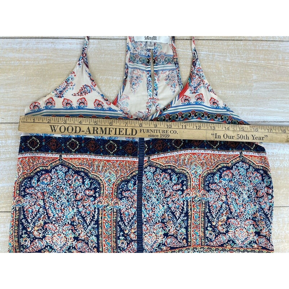 AnM Size Small Peasant Boho Cami Top Open Back Fringe Trim - Picture 8 of 11
